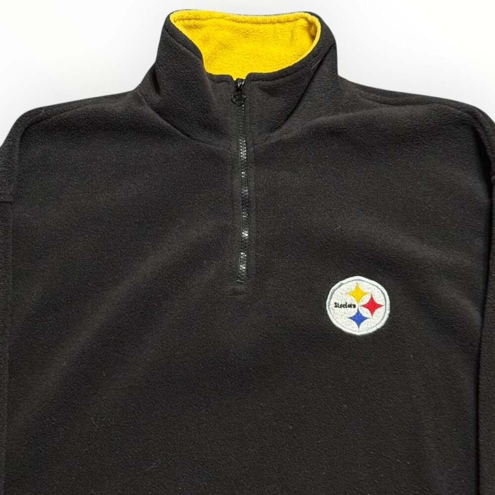 Vintage The Edge Pittsburgh Steelers 1998 NFL Black 1/4 Zip Fleece Pullover XL